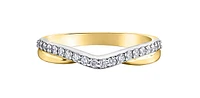 14K White & Yellow Gold 0.25cttw Diamond Ring / Band, size 6.5