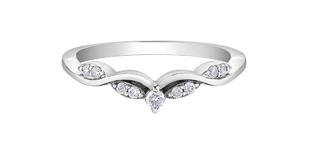 10K White Gold 0.11cttw Diamond Ring, size 6.5