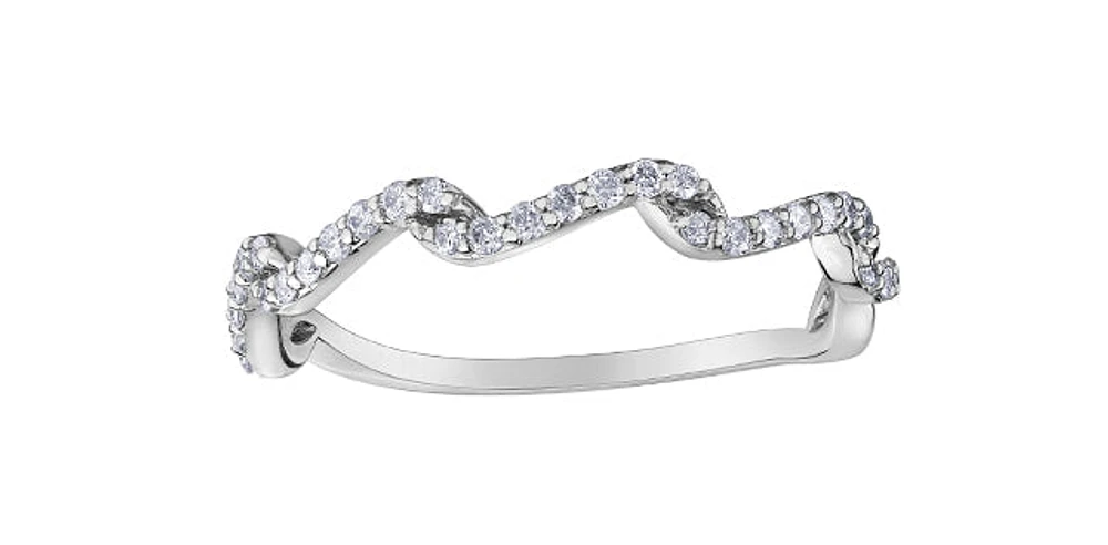 10K White Gold 0.22cttw Diamond Ring / Band, size 6.5