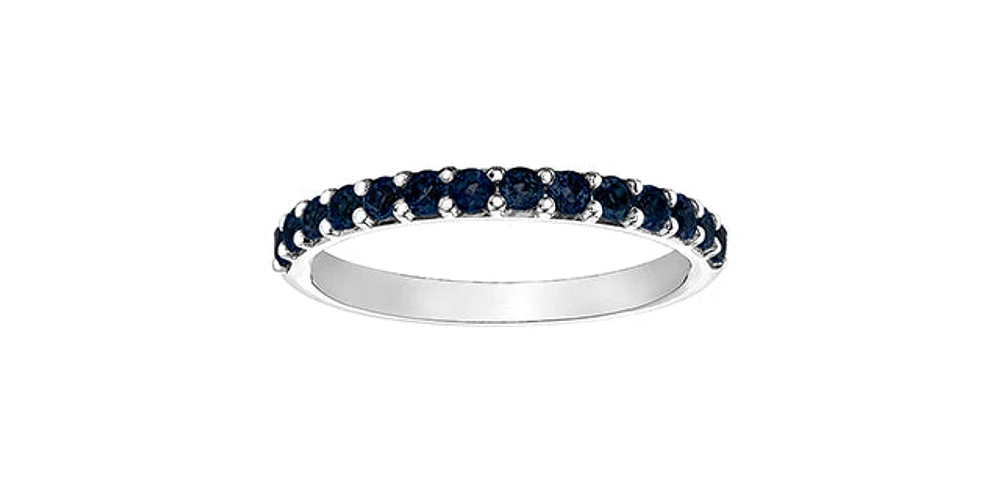 10K White Gold Created Sapphire Ring, size 6.5