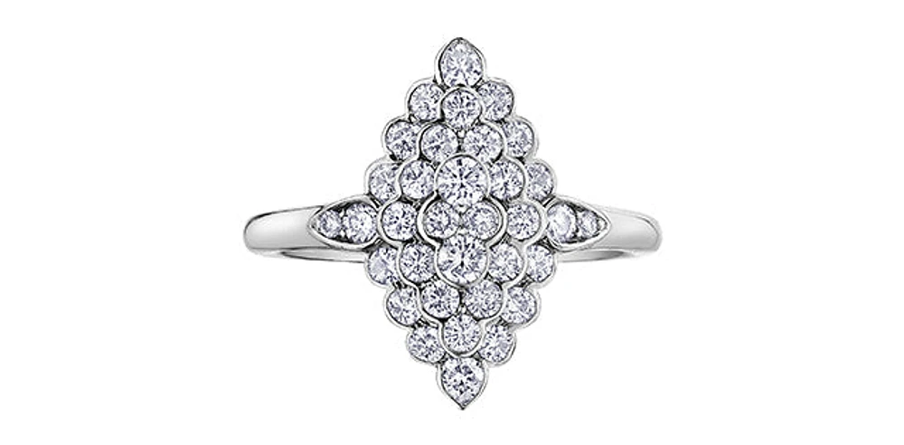10K White Gold 1.00cttw Diamond Ring, size 6.5