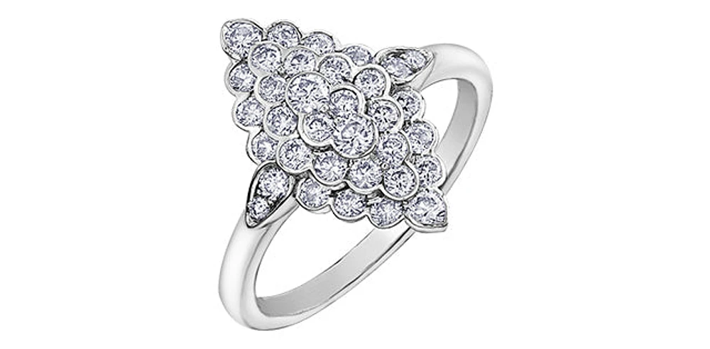 10K White Gold 1.00cttw Diamond Ring, size 6.5