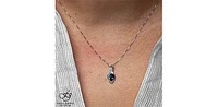 10K White Gold Sapphire and Diamond Pendant - 18"
