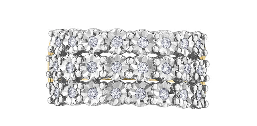 10K 2 Tone Gold 0.25cttw Diamond Ilusion Set Ring - / 4.5