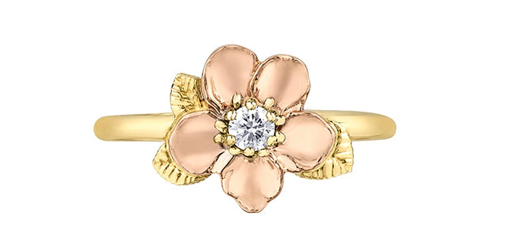 14K Yellow & Rose Gold Canadian Diamond Wild Rose Ring