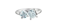 14K Gold 2.00cttw Lab Grown Radiant Cut and Round Brilliant Diamond Ring
