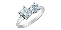 14K Gold 2.00cttw Lab Grown Radiant Cut and Round Brilliant Diamond Ring