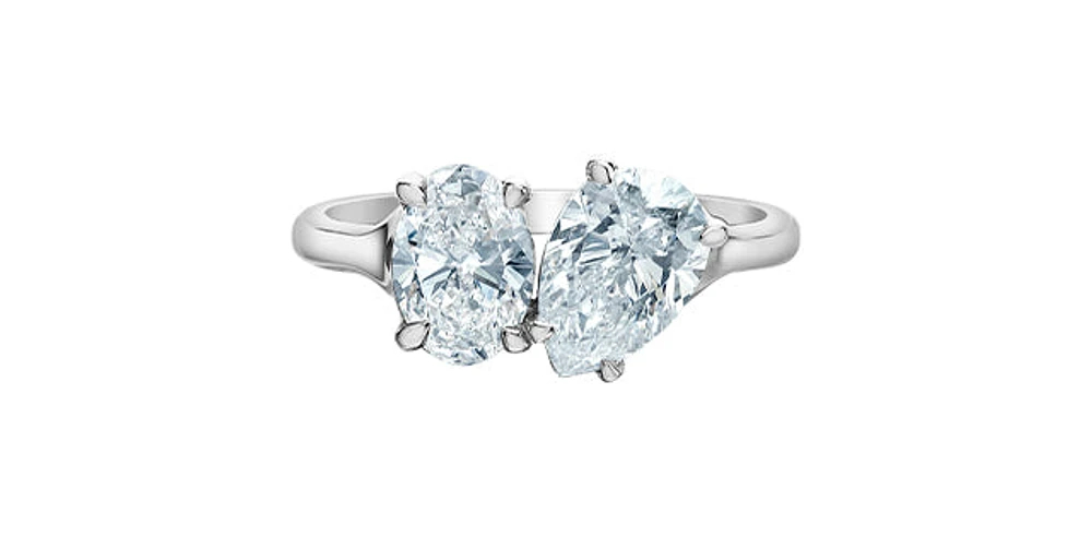 14K Gold 1.40cttw Lab Grown Oval Cut and Pear Diamond Ring