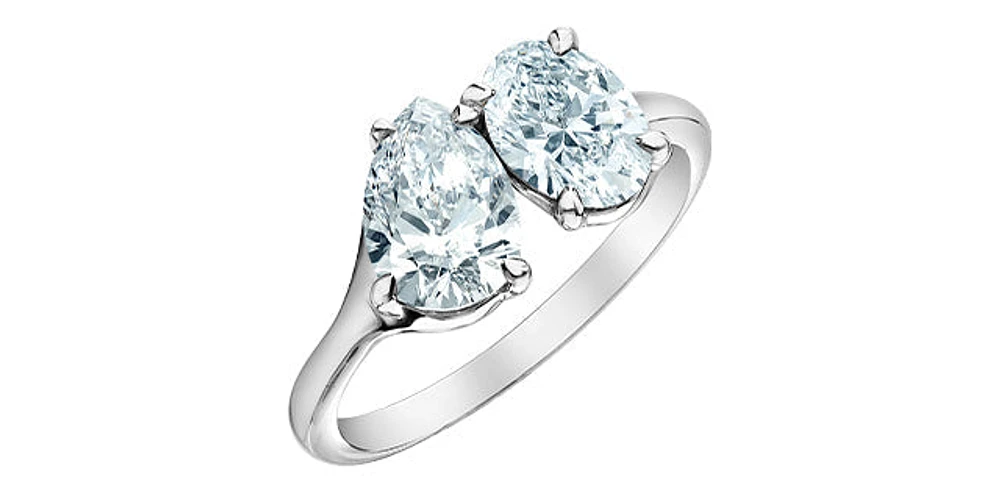 14K Gold 1.40cttw Lab Grown Oval Cut and Pear Diamond Ring