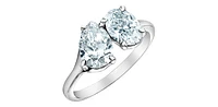 14K Gold 1.40cttw Lab Grown Oval Cut and Pear Diamond Ring