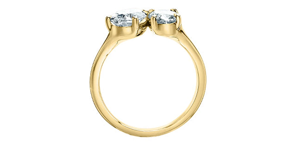 14K Gold 1.40cttw Lab Grown Oval Cut and Pear Diamond Ring