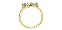 14K Gold 1.40cttw Lab Grown Oval Cut and Pear Diamond Ring