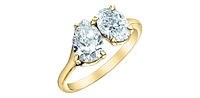14K Gold 1.40cttw Lab Grown Oval Cut and Pear Diamond Ring