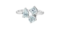 14K Gold 3.0cttw Lab Grown Pear Cut, Round Brilliant Cut and Princess Diamond Ring