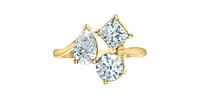 14K Gold 3.0cttw Lab Grown Pear Cut, Round Brilliant Cut and Princess Diamond Ring
