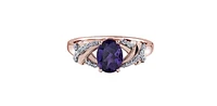10K Rose Gold Amethyst and Diamond Ring