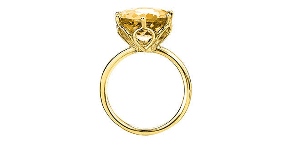 10K Yellow Gold 12mm Citrine Ring - Size 7