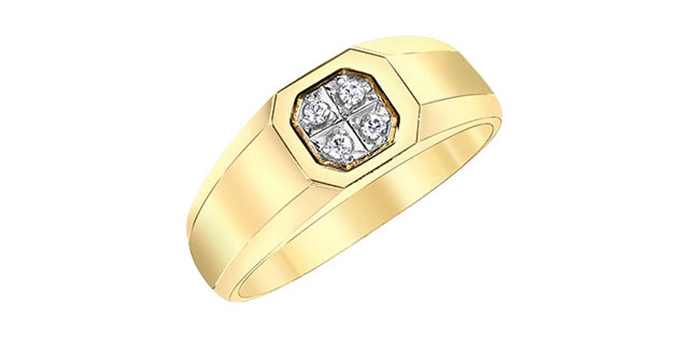 10K Yellow Gold 0.06cttw Diamond Gents Ring, size 10