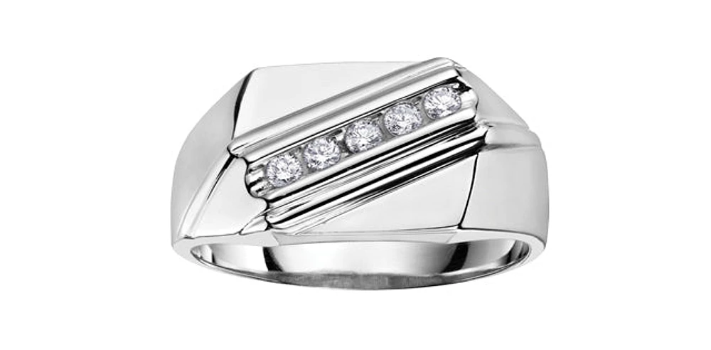 10K White Gold 0.20cttw Gents Diamond Ring, size 10