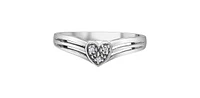 10K White Gold 0.02cttw Diamond Heart Ring, Size 6.5