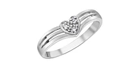 10K White Gold 0.02cttw Diamond Heart Ring, Size 6.5