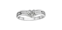 10K White Gold 0.02cttw Diamond Heart Ring, Size 6.5