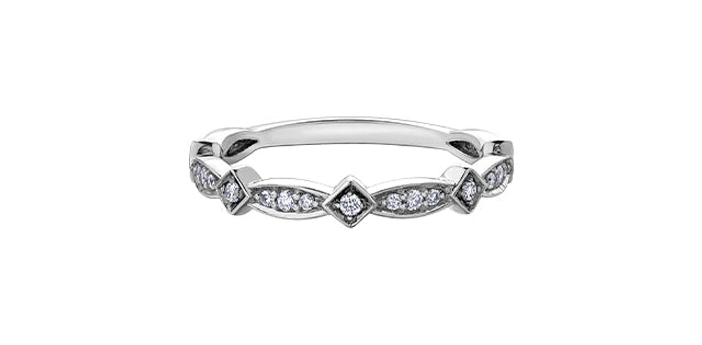 10K White Gold 0.17cttw Diamond Ring, size 6.5