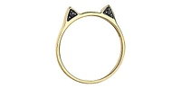 10K Yellow Gold 0.06cttw Treated Black Diamond "Cat" Ring, size 6.5