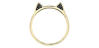 10K Yellow Gold 0.06cttw Treated Black Diamond "Cat" Ring, size 6.5