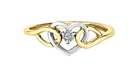 10K Yellow & White Gold Diamond 0.01cttw Heart Ring, Size 6.5