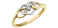 10K Yellow & White Gold Diamond 0.01cttw Heart Ring, Size 6.5