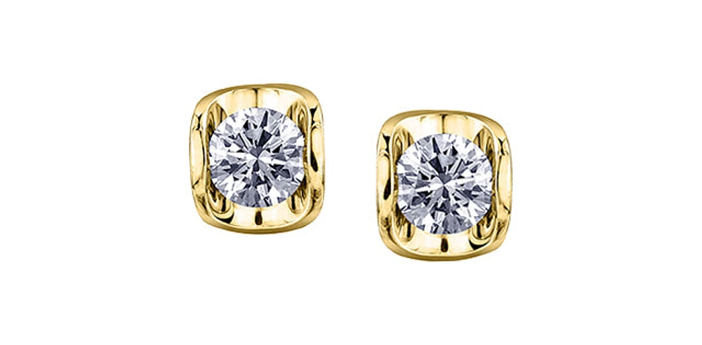 10K Yellow Gold Diamond Earrings 0.15cttw