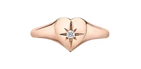 10K Rose Gold 0.03cttw Canadian Diamond Heart Ring, Size 6.5