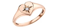 10K Rose Gold 0.03cttw Canadian Diamond Heart Ring, Size 6.5