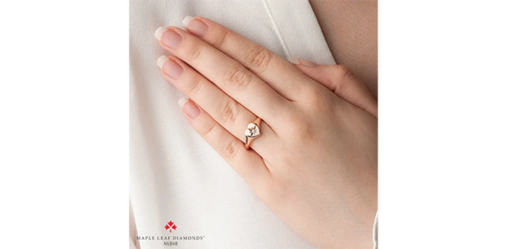 10K Rose Gold 0.03cttw Canadian Diamond Heart Ring, Size 6.5