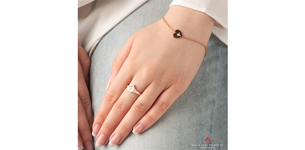 10K Rose Gold 0.03cttw Canadian Diamond Heart Ring, Size 6.5