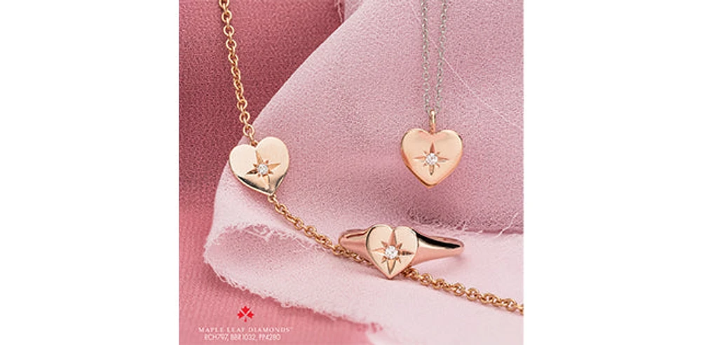 10K Rose Gold 0.03cttw Canadian Diamond Heart Ring, Size 6.5