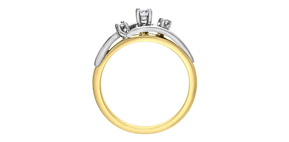 10K Yellow & White Gold 0.11cttw Diamond Engagement Ring, Size 6.5