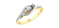 10K Yellow & White Gold 0.11cttw Diamond Engagement Ring, Size 6.5