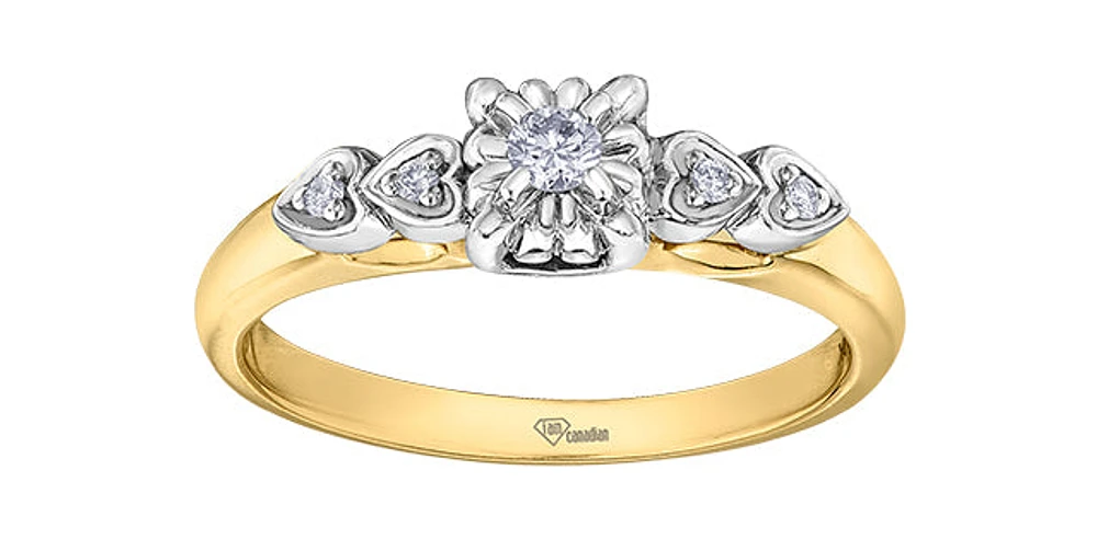 10K Yellow Gold 0.10cttw Round Brilliant Cut Canadian Diamond Engagement Ring (Band sold separately)