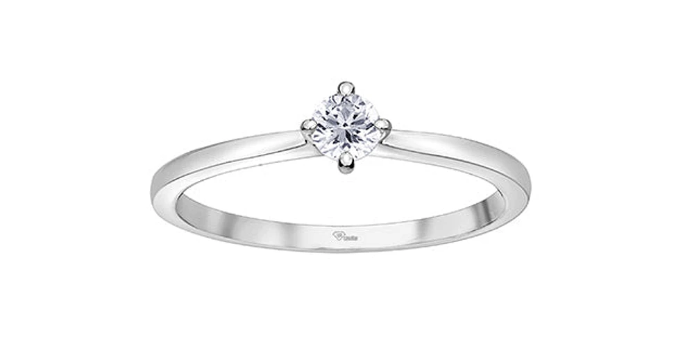 10K White Gold 0.18cttw Canadian Diamond Engagement Ring, 6.5