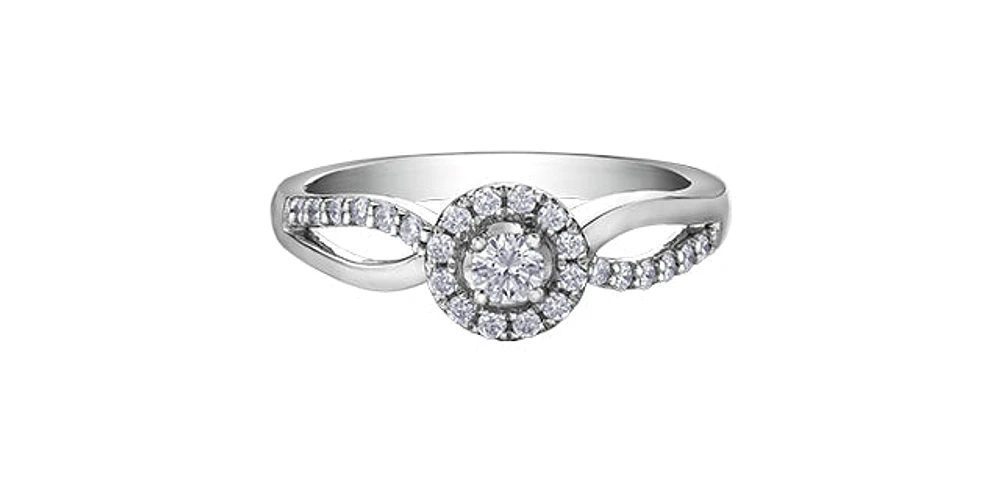 10K White Gold 0.30cttw Canadian Diamond Ring - Size 6.5