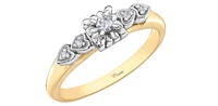 10K Yellow Gold 0.10cttw Round Brilliant Cut Canadian Diamond Engagement Ring (Band sold separately)