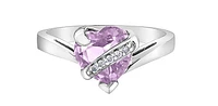 10K White Gold Pink Amethyst and Diamond Ring, size 6