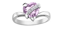 10K White Gold Pink Amethyst and Diamond Ring, size 6