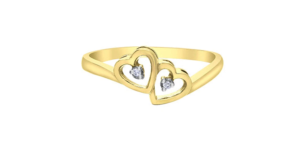 10K Yellow Gold 0.01cttw Diamond Heart Ring