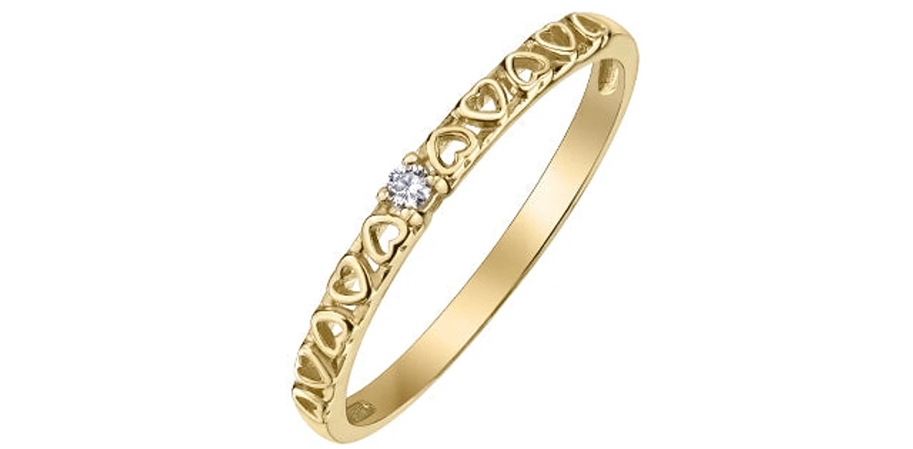 10K Yellow Gold 0.02cttw Diamond Ring, Size 6.5