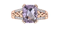 10K Rose Gold Pink Amethyst and Diamond Ring, size 6