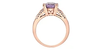 10K Rose Gold Pink Amethyst and Diamond Ring, size 6