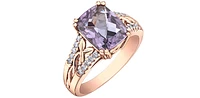 10K Rose Gold Pink Amethyst and Diamond Ring, size 6